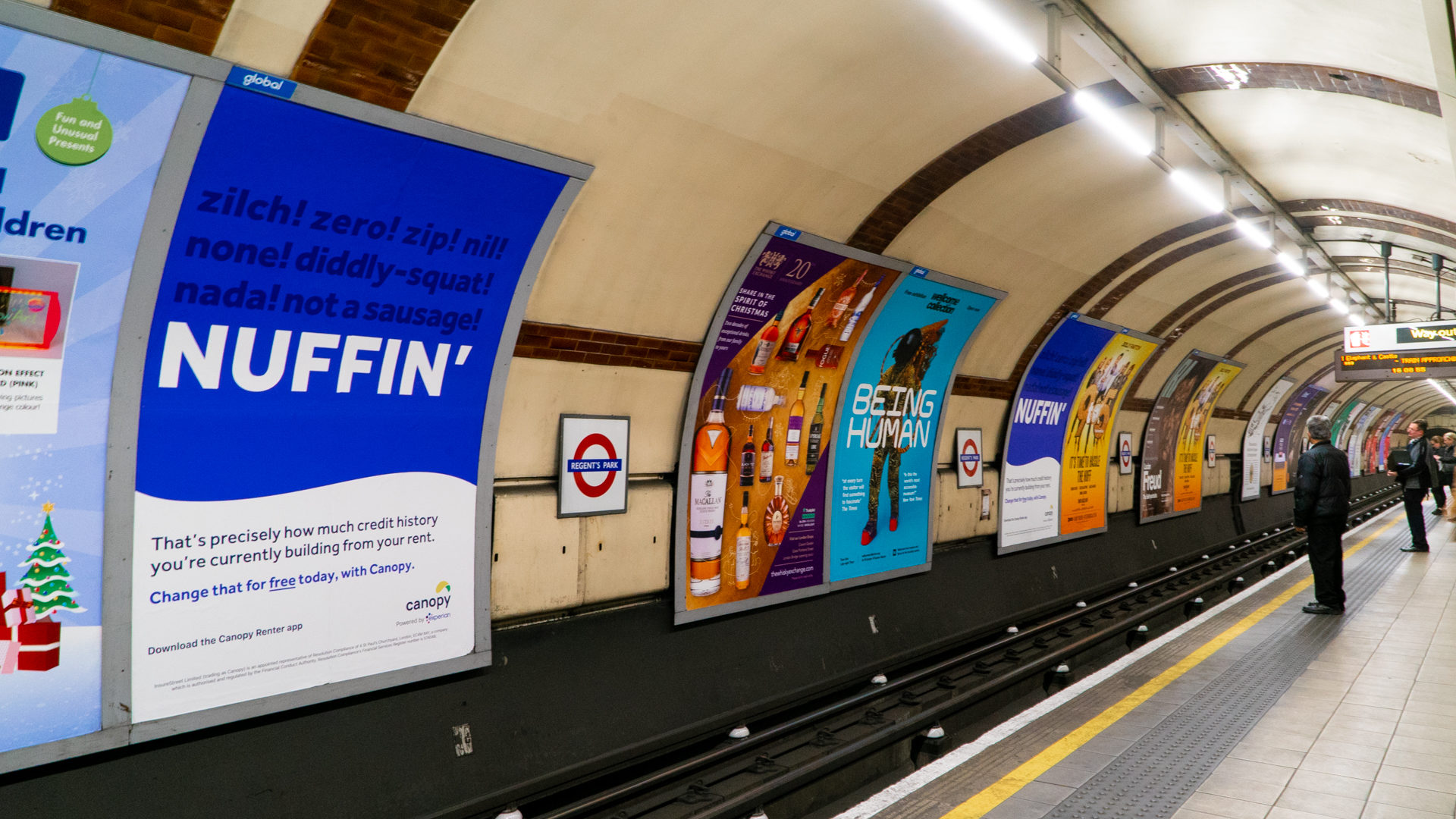 Canopy NUFFIN' advertising campaign tube station