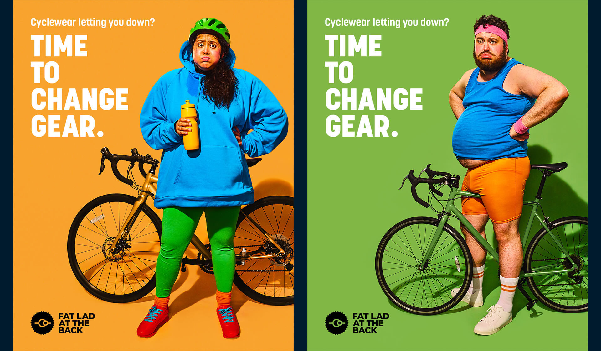 Fat Lad At The Back - Time to change gear - Mellor&Smith - Ad campaign - bikes and cyclists - Outdoor OOH